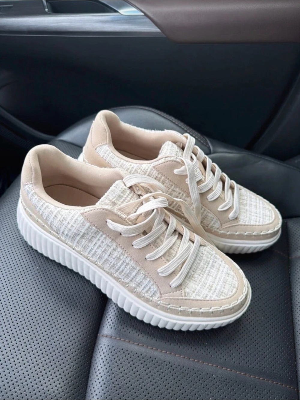 SERRA Women’s Casual Beige Knit Platform Sneakers size 9 - Picture 1 of 7